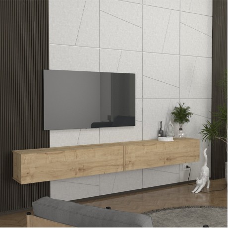 Έπιπλο τηλεόρασης επιτοίχιο Espanse χρώμα sapphire oak 241,8x31,7x30εκ.