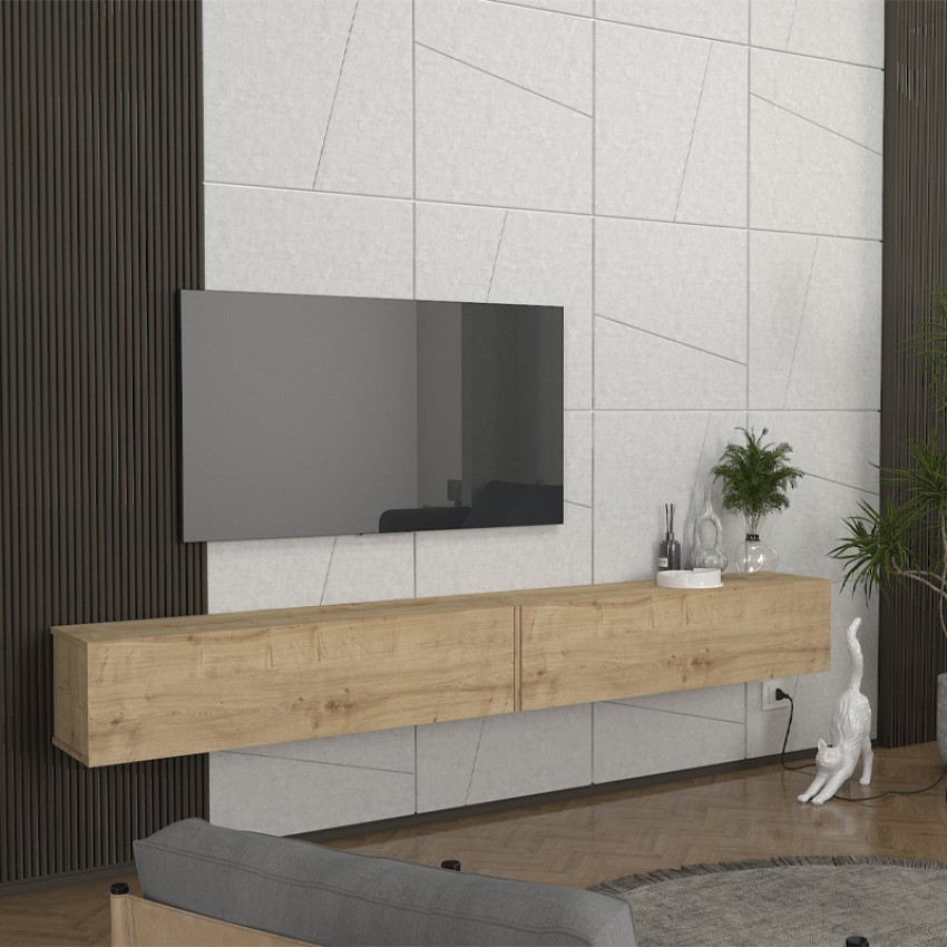 Έπιπλο τηλεόρασης επιτοίχιο Espanse χρώμα sapphire oak 241,8x31,7x30εκ.
