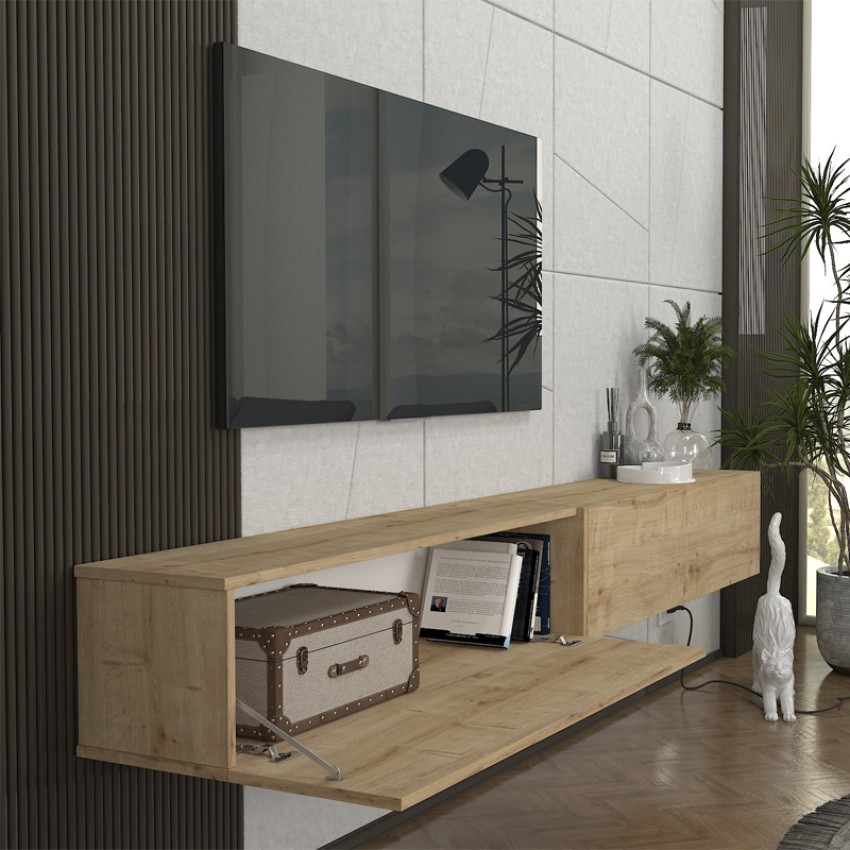 Έπιπλο τηλεόρασης επιτοίχιο Espanse χρώμα sapphire oak 241,8x31,7x30εκ.