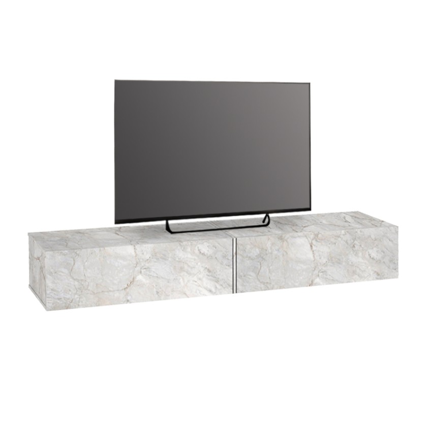 Έπιπλο τηλεόρασης επιτοίχιο Espanse χρώμα λευκό εφέ μαρμάρου 241,8x31,7x30εκ.