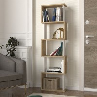 Βιβλιοθήκη Alvina χρώμα sapphire oak - λευκό 45x19,6x158,8εκ.
