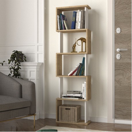 Βιβλιοθήκη Alvina χρώμα sapphire oak - λευκό 45x19,6x158,8εκ.