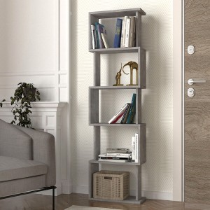 Βιβλιοθήκη Alvina 5 Ραφιών Γκρι Σκυροδέματος 45x19,6x158,8εκ.