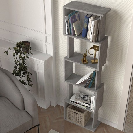 Βιβλιοθήκη Alvina 5 Ραφιών Γκρι Σκυροδέματος 45x19,6x158,8εκ.