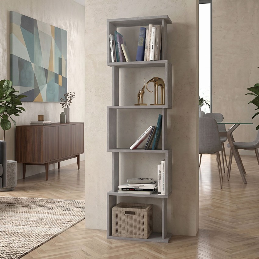 Βιβλιοθήκη Alvina χρώμα γκρι σκυροδέματος 45x19,6x158,8εκ.