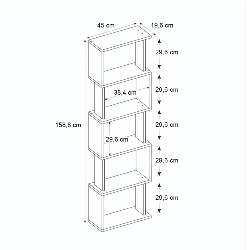 Βιβλιοθήκη Alvina χρώμα γκρι σκυροδέματος 45x19,6x158,8εκ.