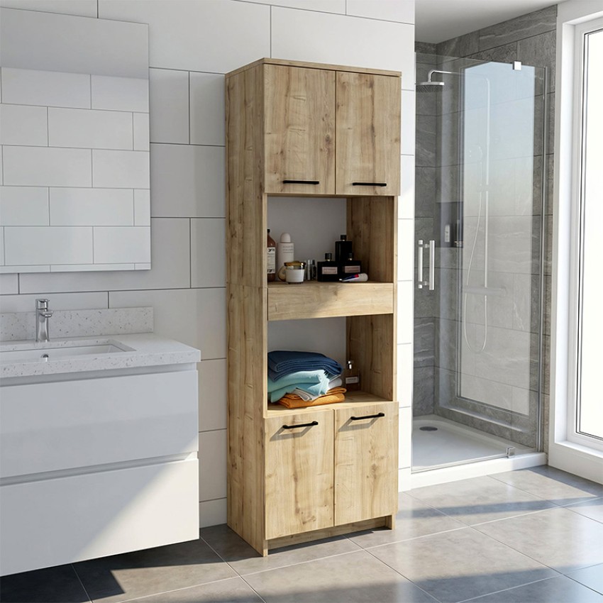 Ντουλάπι Κουζίνας - Μπάνιου Alvento Sapphire Oak 60x42x180 εκ.