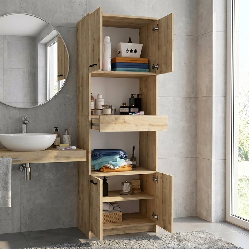 Ντουλάπι Κουζίνας - Μπάνιου Alvento Sapphire Oak 60x42x180 εκ.