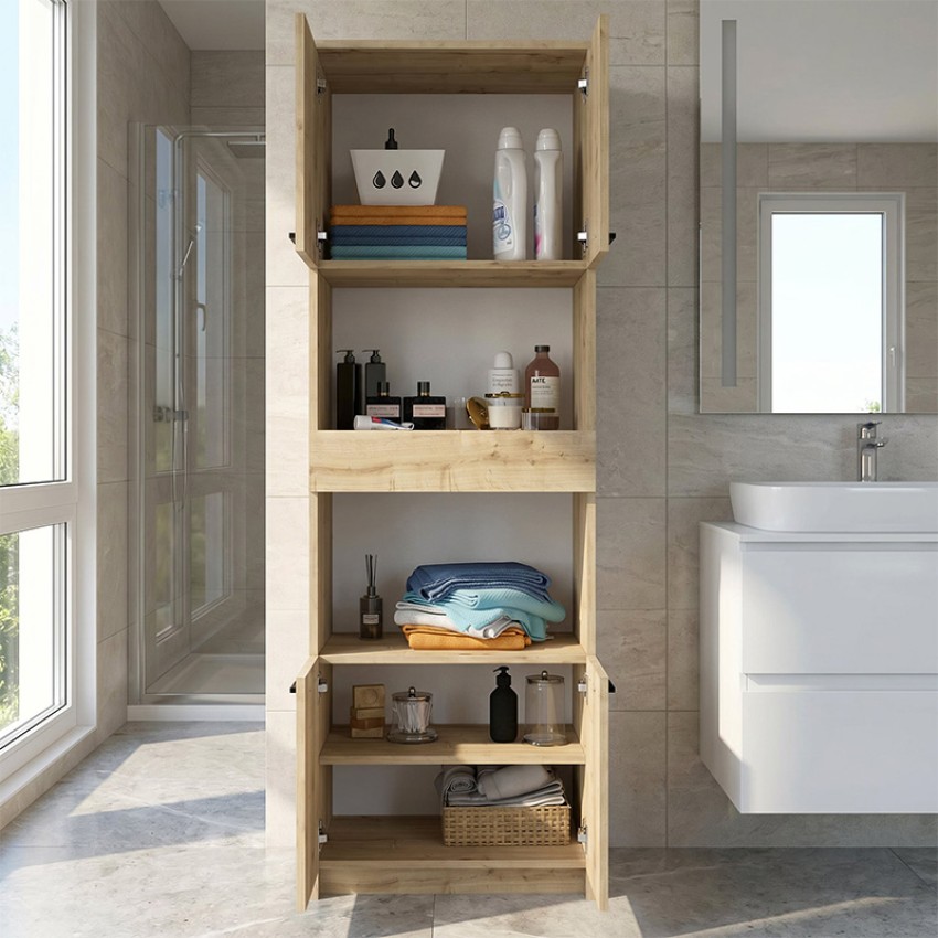 Ντουλάπι Κουζίνας - Μπάνιου Alvento Sapphire Oak 60x42x180 εκ.