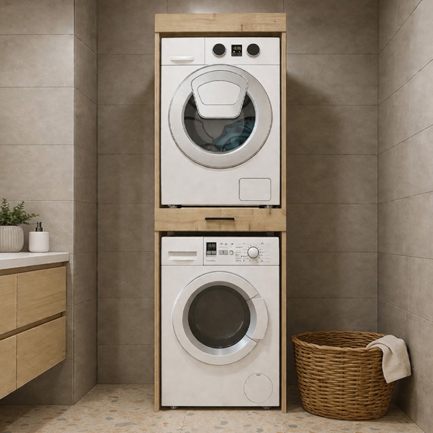 Έπιπλο πλυντηρίου - στεγνωτηρίου Fika χρώμα sapphire oak 67x61,8x198,5εκ.