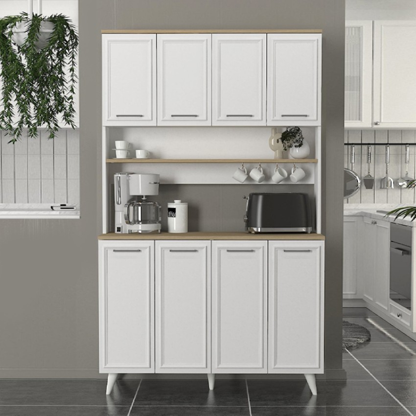 Έπιπλο κουζίνας Potter 4 χρώμα λευκό - rota oak 120x40x196,1εκ.