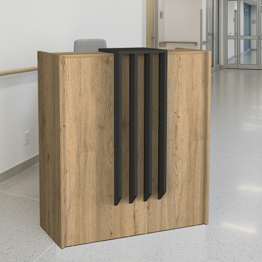 Γραφείο υποδοχής - reception Hola χρώμα sepet oak - ανθρακί 93,6x45,2x110,3εκ.