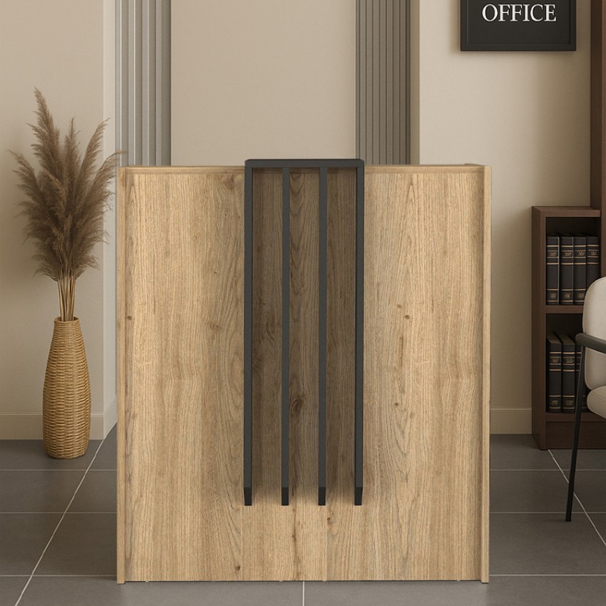 Γραφείο υποδοχής - reception Hola χρώμα sepet oak - ανθρακί 93,6x45,2x110,3εκ.