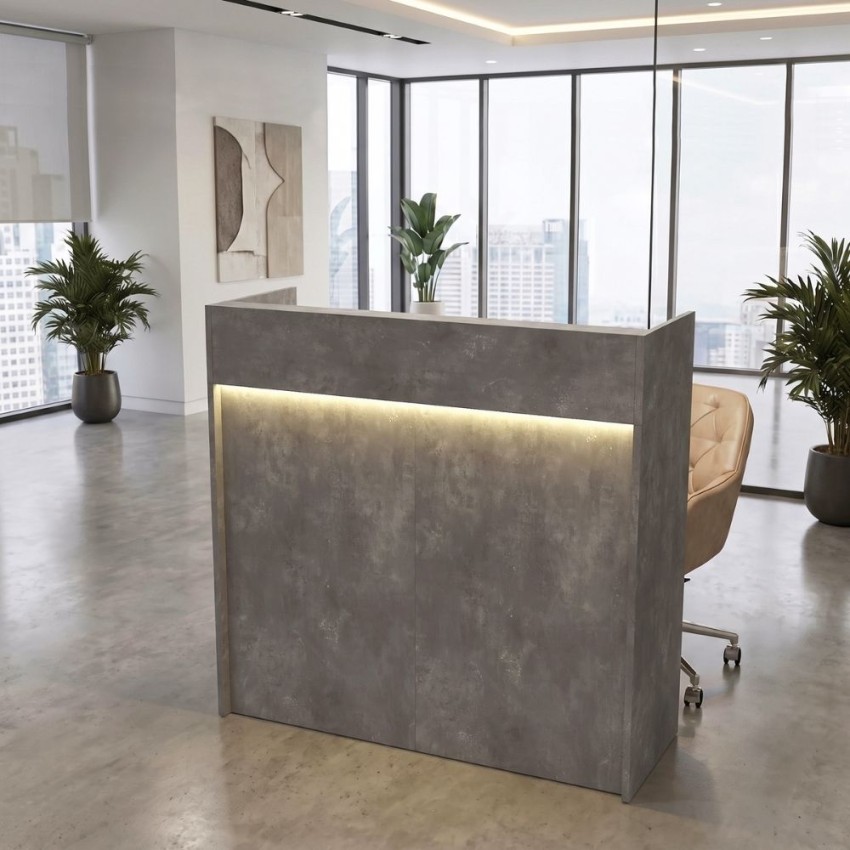 Γραφείο Υποδοχής Reception Wilko με LED Γκρι Σκυροδέματος 113,6x42x110 εκ.