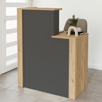 Γραφείο υποδοχής - reception Enter χρώμα sepet oak - ανθρακί 86,9x40x110,3εκ.