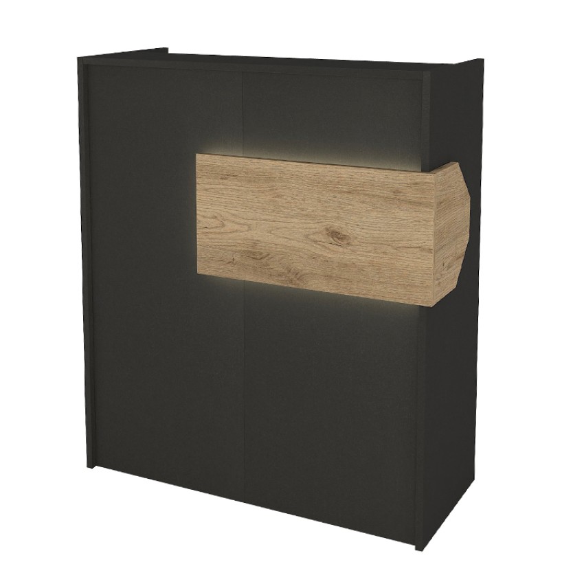 Γραφείο υποδοχής - reception Aloha με LED χρώμα ανθρακί - sepet oak 95,5x40x110,3εκ.