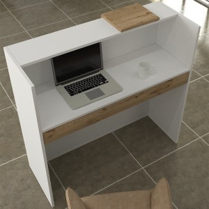 Γραφείο υποδοχής - reception Navita με LED χρώμα λευκό - sepet oak 113,6x42x111,8εκ.