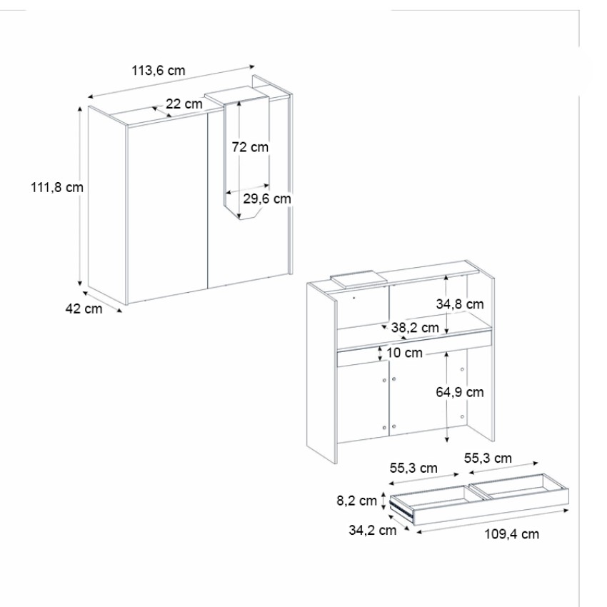 Γραφείο υποδοχής - reception Navita με LED χρώμα λευκό - sepet oak 113,6x42x111,8εκ.