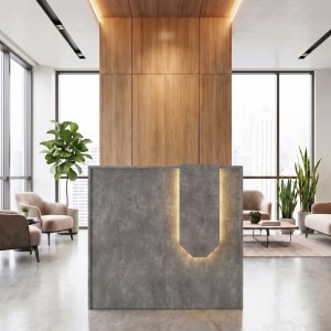Γραφείο Υποδοχής Reception Navita με LED Γκρι Σκυροδέματος 113,6x42x111,8εκ.