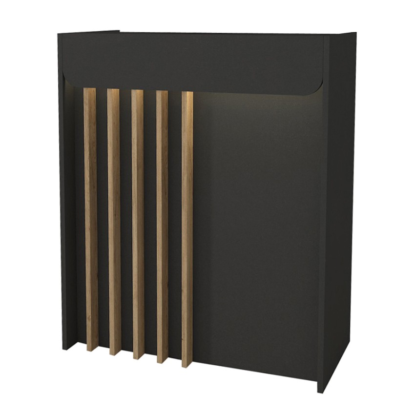 Γραφείο υποδοχής - reception Karibu με LED χρώμα ανθρακί - sepet oak 90x40x100εκ.