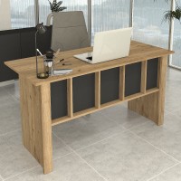 Γραφείο εργασίας Nika χρώμα sepet oak - ανθρακί 140x60x75εκ.