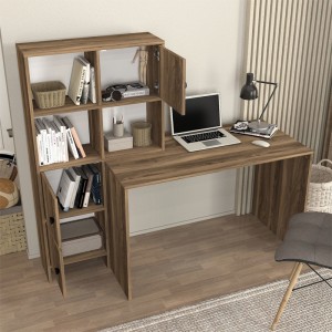 Γραφείο εργασίας Lesya αναστρέψιμο χρώμα καρυδί 159,2x59,6x141,2εκ.