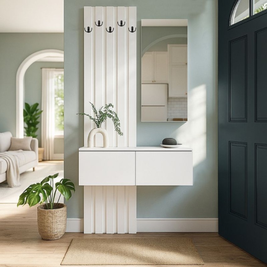 Έπιπλο εισόδου Kanso χρώμα λευκό 100x35x196,7εκ.