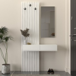 Έπιπλο εισόδου Elois χρώμα λευκό 96,6x26,8x195,5εκ.