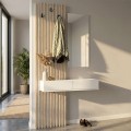 Έπιπλο εισόδου Elois με καθρέπτη λευκό - sepet oak 96,6x26,8x195,5εκ.