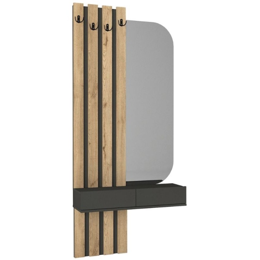 Έπιπλο εισόδου Reyas χρώμα ανθρακί - sepet oak 90x27x205,6εκ.