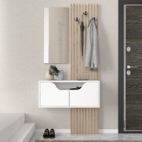 Έπιπλο εισόδου Naro χρώμα λευκό - sepet oak 90x35x204,2εκ.
