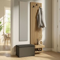 Έπιπλο εισόδου Dumont χρώμα ανθρακί - sepet oak 104,8x35x198εκ.