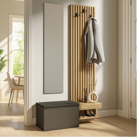 Έπιπλο εισόδου Dumont χρώμα ανθρακί - sepet oak 104,8x35x198εκ.