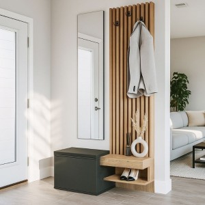 Έπιπλο εισόδου Dumont χρώμα ανθρακί - sepet oak 104,8x35x198εκ. Έπιπλο εισόδου Dumont χρώμα ανθρακί - sepet oak 104,8x35x198εκ.