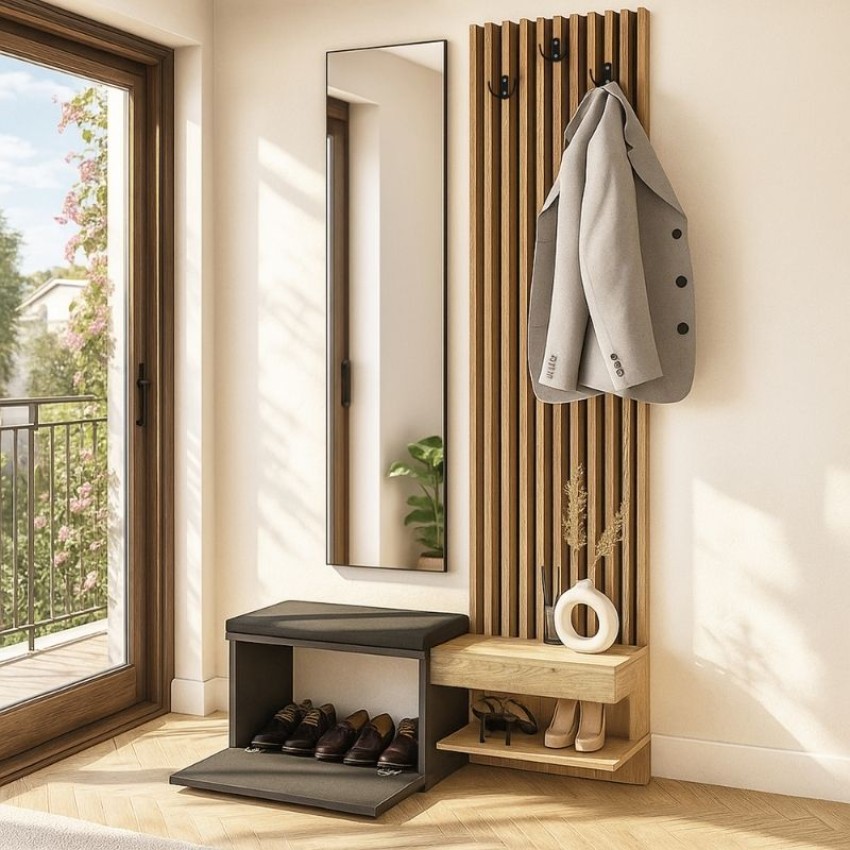 Έπιπλο εισόδου Dumont χρώμα ανθρακί - sepet oak 104,8x35x198εκ.