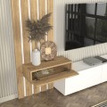 Σύνθεση τηλεόρασης Rosaline χρώμα λευκό - sepet oak 183x31,3x196,9εκ.