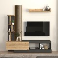 Σύνθεση τηλεόρασης Vermont χρώμα ανθρακί - sepet oak 180x40x193,8εκ.