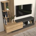 Σύνθεση τηλεόρασης Vermont χρώμα ανθρακί - sepet oak 180x40x193,8εκ.