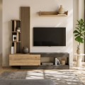 Σύνθεση τηλεόρασης Vermont χρώμα ανθρακί - sepet oak 180x40x193,8εκ.
