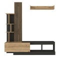 Σύνθεση τηλεόρασης Vermont χρώμα ανθρακί - sepet oak 180x40x193,8εκ.