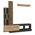Σύνθεση τηλεόρασης Vermont χρώμα ανθρακί - sepet oak 180x40x193,8εκ.