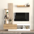 Σύνθεση τηλεόρασης Vermont χρώμα λευκό - sepet oak 180x40x193,8εκ.