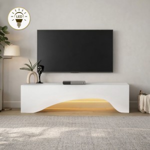 Έπιπλο τηλεόρασης Mara με LED χρώμα λευκό 150x31,4x40εκ.