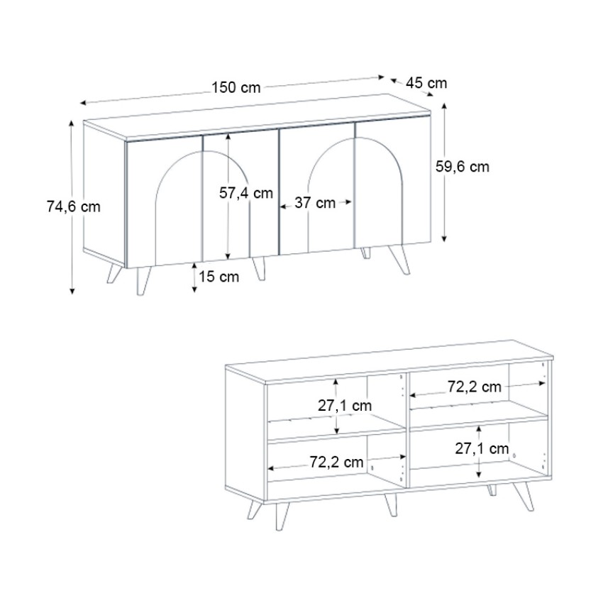 Μπουφές Bono Λευκό - Sepet Oak 150x45x74,6 εκ.