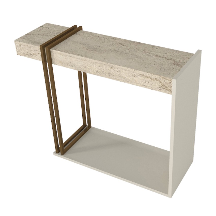 Κονσόλα Desca χρώμα travertine - sandstone - χρυσό 91,8x29,6x74,2εκ.