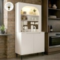 Έπιπλο Κουζίνας Melinta 2 Λευκό με LED 90x40x181,8εκ. | Μοντέρνο Ντουλάπι Κουζίνας
