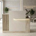 Γραφείο υποδοχής - reception Dayana με LED χρώμα travertine - sandstone 150x85,2x120εκ.
