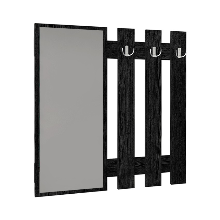 Κρεμάστρα τοίχου με καθρέπτη Folin χρώμα sencron black 90x4x90εκ.