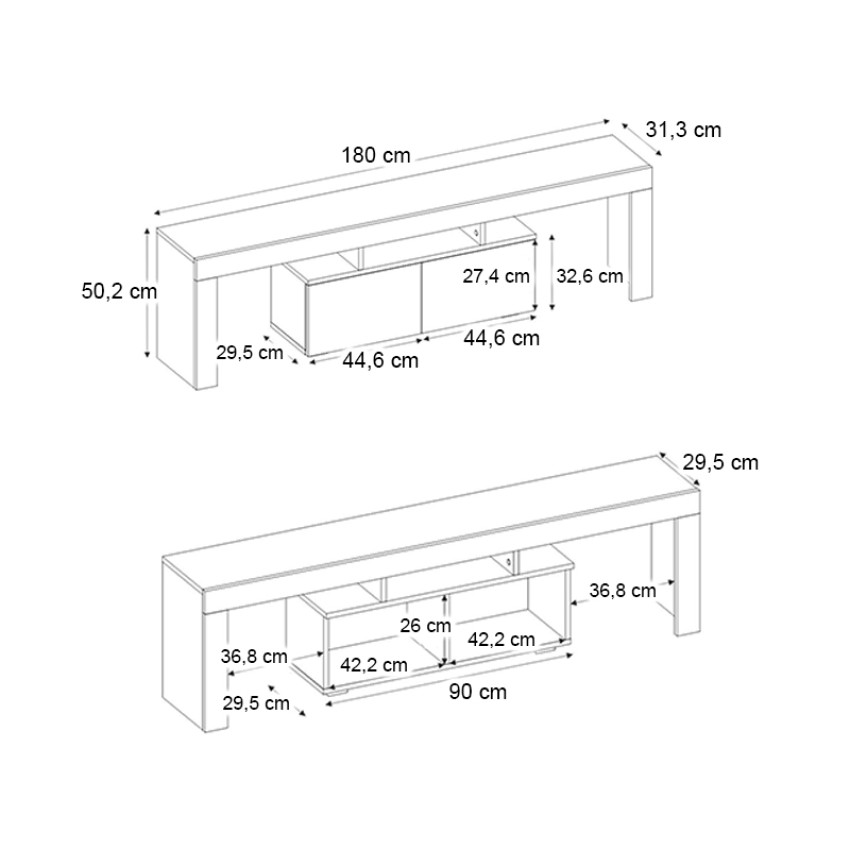 Έπιπλο Τηλεόρασης Woodra Travertine 180x31,3x50,2εκ. 