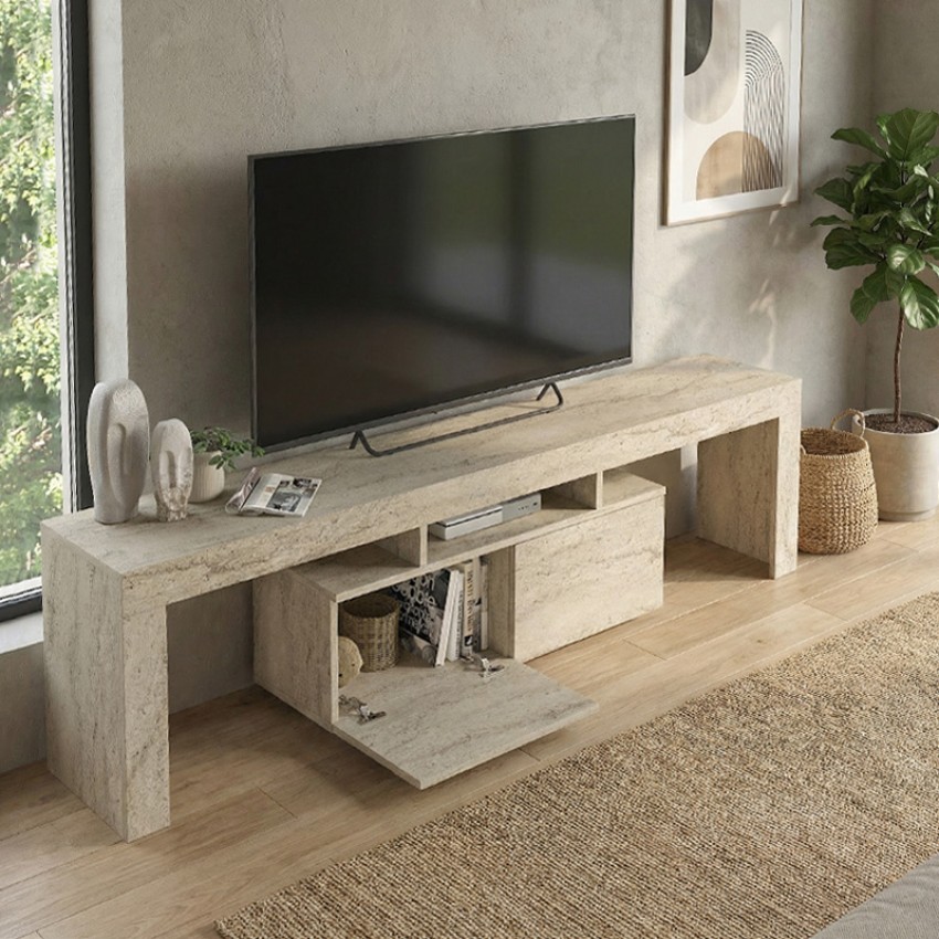 Έπιπλο Τηλεόρασης Woodra Travertine 180x31,3x50,2εκ. 